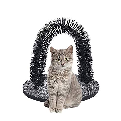 IONE Cat Arch Self Groomer and Massaging Brush,Cat Scratching Pads,Updated Fixing by Screws