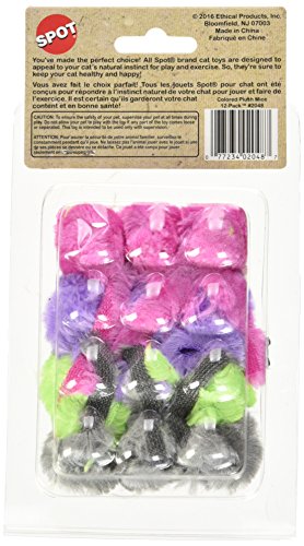 Ethical Colored Plush Mice with Catnip Cat Toy, 12-Pack