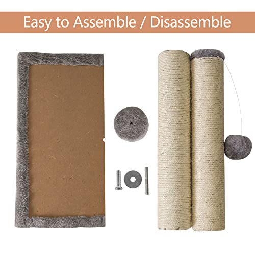 Qucey 32 Inches Tall Cat Scratching Post, Claw Scratcher with Sisal Rope Include a Cat Interactive Plush Ball Toy