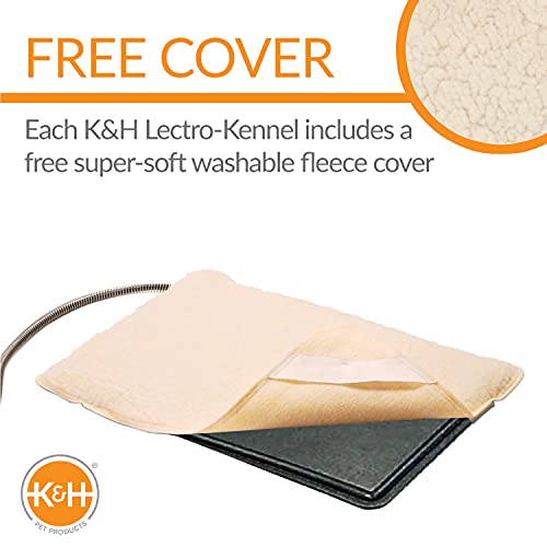 K&H Pet Products Lectro-Kennel Outdoor Heated Pad with Free Cover Black Large 22.5 X 28.5 Inches