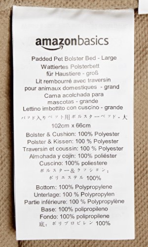 Amazon Basics Padded Pet Bolster Bed, 40 x 26 inches