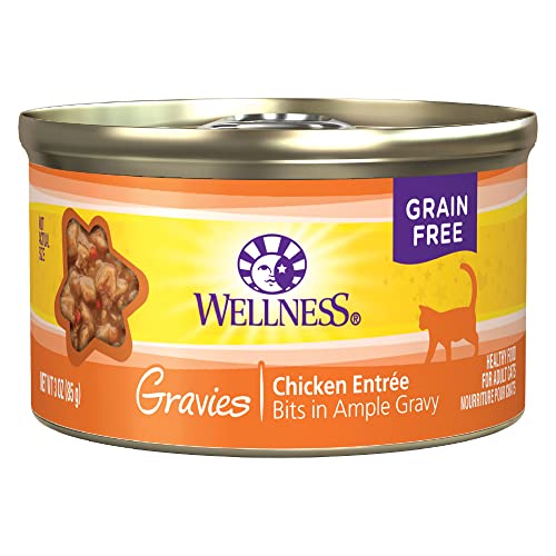 Wellness Natural Pet Food Complete Health Gravies Grain Free Canned Cat Food, Chicken Dinner, 3 Ounces (Pack of 12)