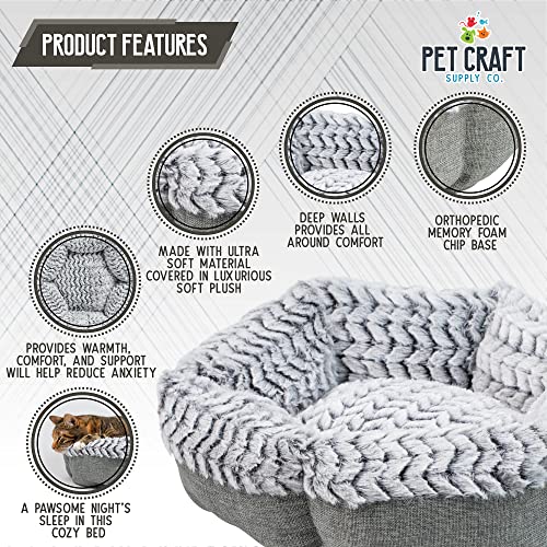 Pet Craft Supply Co. Soho Round Machine Washable Memory Foam Comfortable Ultra Soft All Season Self Warming Cat & Dog Bed