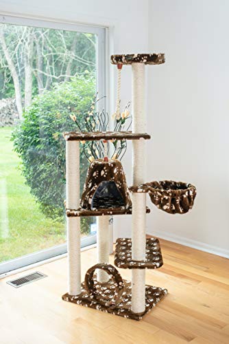 Armarkat Cat Tree Model A6601, Saddle Brwon W/White Paw Print