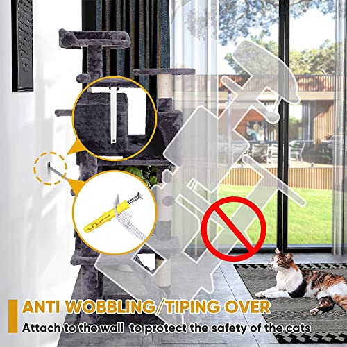 Multi-Level 54in Cat Tree Condo for Indoor Cats