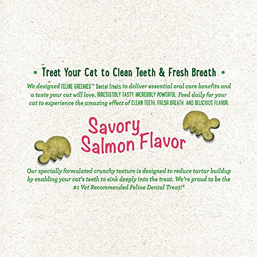 FELINE GREENIES Natural Dental Care Cat Treats Savory Salmon Flavor, 2.5 oz. Pouch
