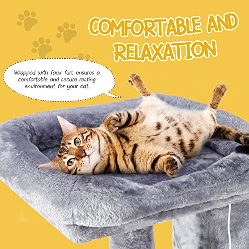 Nova Microdermabrasion 57.1 Inches Multi-Level Cat Tree Tower with Scratching Posts Perch Hammock Pet Furniture Kitten Activity Tower Kitty Play House