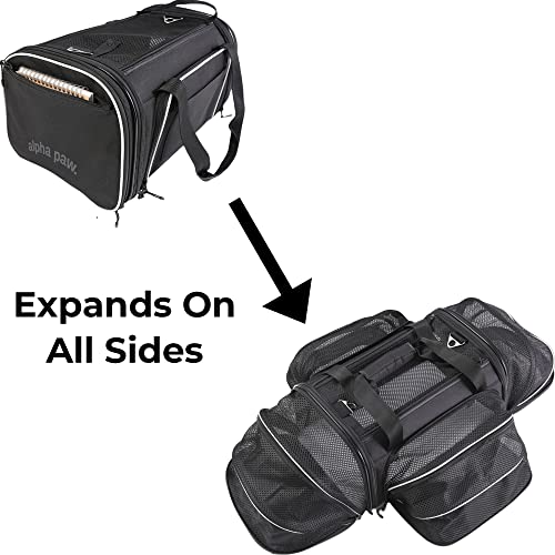 Smiling Paws Pets 4-Way Expandable Airline Approved Soft Sided Pet Carrier, Pet Travel TSA Carrier Bag for Cats, Puppies & Animals, Collapsible Kennel, Airplane, Car & Train Travel, 17x11x9 L/W/H (XS)