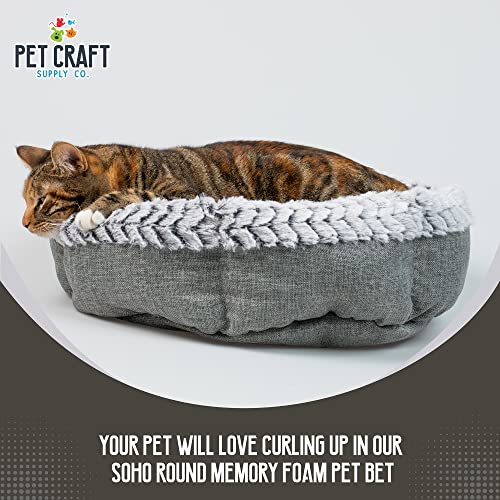 Pet Craft Supply Co. Soho Round Machine Washable Memory Foam Comfortable Ultra Soft All Season Self Warming Cat & Dog Bed