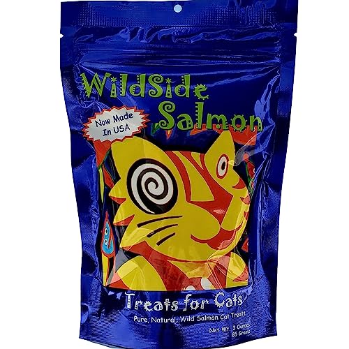 WildSide Salmon - Wild Alaskan Salmon Freeze Dried Cat Treats - Healthy and Organic Cat Food - 3 Ounces (3 Pack)