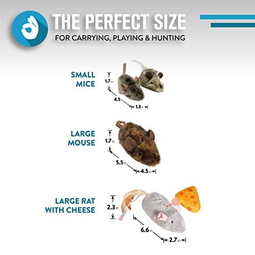 OurPets Play-N-Squeak Twice the Mice Cat Toy, 2pc (Interactive Cat Toy, Catnip Toy, Catnip Toys for Cats, Real Mouse Electronic Sound, Catnip, Cat Toys)