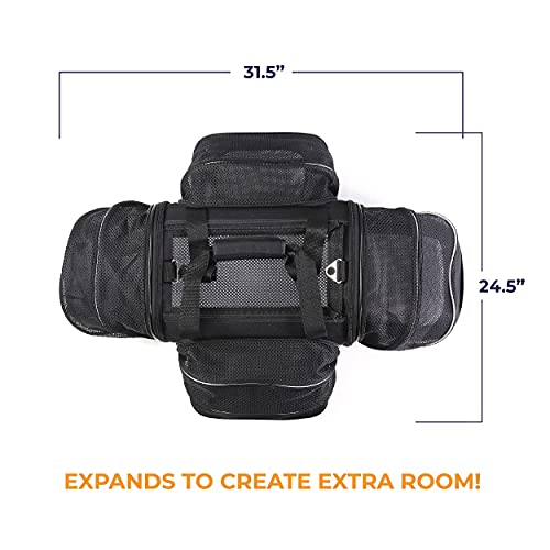 Smiling Paws Pets 4-Way Expandable Airline Approved Soft Sided Pet Carrier, Pet Travel TSA Carrier Bag for Cats, Puppies & Animals, Collapsible Kennel, Airplane, Car & Train Travel, 17x11x9 L/W/H (XS)