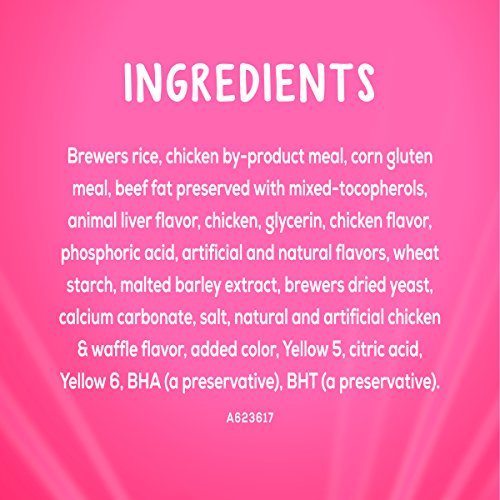 Purina Friskies Made in USA Facilities Cat Treats, Party Mix Chicken & Waffle Flavors - (6) 6 oz. Pouches