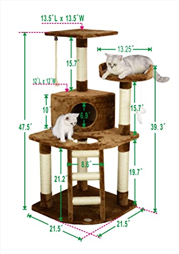 Go Pet Club Cat Tree,47.5-inch,Brown