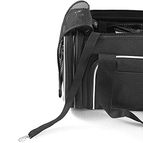 Smiling Paws Pets 4-Way Expandable Airline Approved Soft Sided Pet Carrier, Pet Travel TSA Carrier Bag for Cats, Puppies & Animals, Collapsible Kennel, Airplane, Car & Train Travel, 17x11x9 L/W/H (XS)