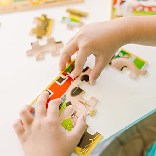 Melissa & Doug Animals 4-in-1 Wooden Jigsaw Puzzles Set - Pets and Farm