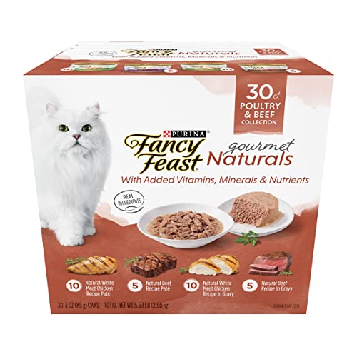 Purina Fancy Feast Natural Wet Cat Food Variety Pack, Gourmet Naturals Poultry & Beef Collection - (30) 3 oz. Cans