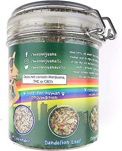 Meowijuana | Catnip Bud Pawty Mix | Organic | Dried Premium 7 Herb Blend | High Potency Cat Treats | Perfect for Cat Toys | Grown in The USA | Feline & Cat Lover Approved | 1 Pack