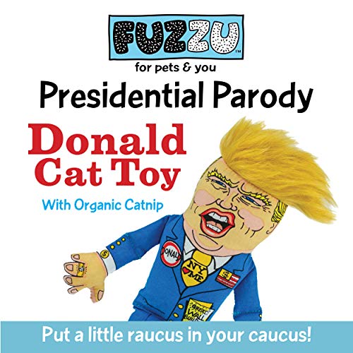 FUZZU Donald Trump Presidential Parody Novelty Cat Toy - Durable & Non-Toxic with U.S. Grown Certified Organic Catnip (8")