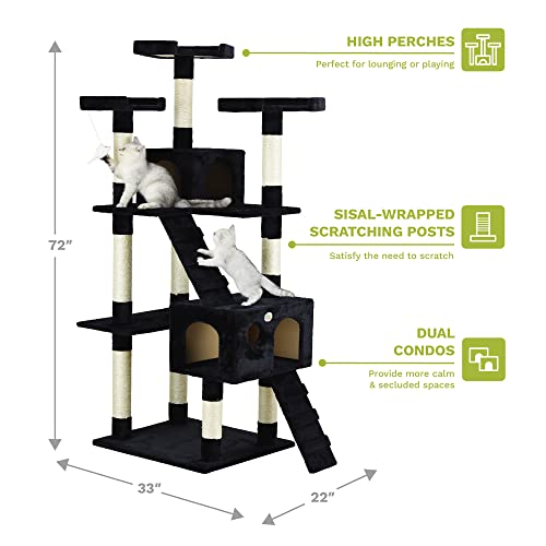 Go Pet Club Cat Tree, 33-Inch by 22-Inch by 72-Inch, Black