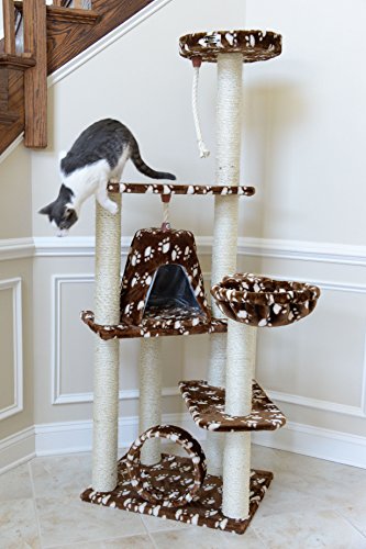 Armarkat Cat Tree Model A6601, Saddle Brwon W/White Paw Print