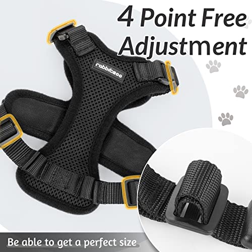 rabbitgoo Cat Harness and Leash for Walking, Escape Proof Soft Adjustable Vest Harnesses for Cats, Easy Control Breathable Reflective Strips Jacket, Black, XS (Chest: Chest: 13.5"-16")