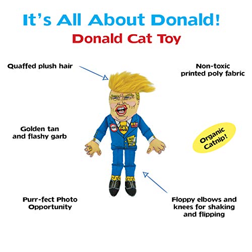 FUZZU Donald Trump Presidential Parody Novelty Cat Toy - Durable & Non-Toxic with U.S. Grown Certified Organic Catnip (8")