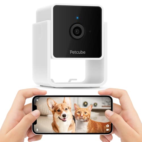 [New 2020] Petcube Cam Pet Monitoring Camera with Built-in Vet Chat for Cats & Dogs, Security Camera with 1080p HD Video, Night Vision, Two-Way Audio, Magnet Mounting for Entire Home Surveillance