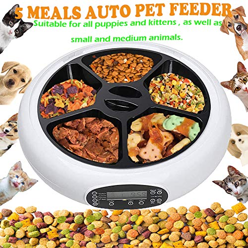 Automatic Pet Feeder Food Dispenser for Dogs, Cats & Small Animals  Features Distribution Alarms, Portion Control & Voice Recording  Timer Programmable Up to 4 Meals a Day