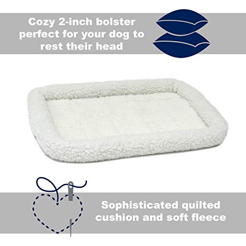 MidWest Homes for Pets Homes for Pets Quiet Time Fleece Bolster Pet Bed - Cream - 36 x 23-Inchch (40236)