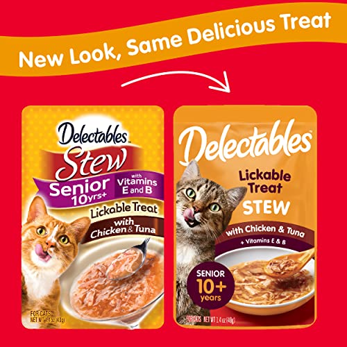 Delectables Senior Stew Lickable Wet Cat Treats - Chicken & Tuna, 10 Years+