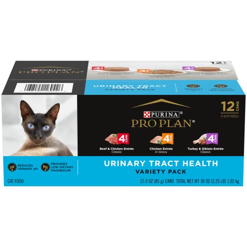 Purina Pro Plan Urinary Tract Health Wet Cat Food Variety Pack, FOCUS Urinary Tract Health Formula - (2 Packs of 12) 3 oz. Cans