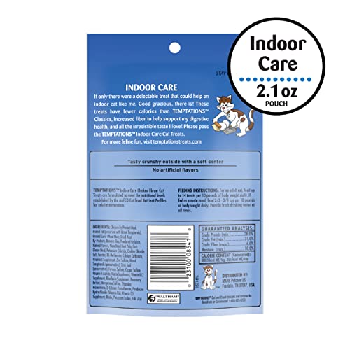 TEMPTATIONS Hairball Control Crunchy and Soft Cat Treats Chicken Flavor, 2.1 oz. Pouch, Pack of 12