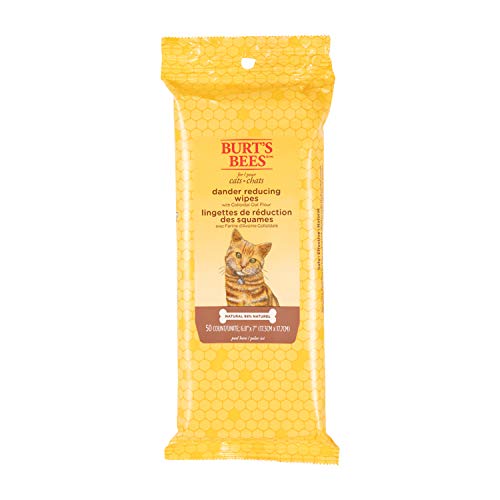 Burt's Bees Kitten and Cat Wipes For Grooming, Natural Dander Reducing Wipes, 50 Count