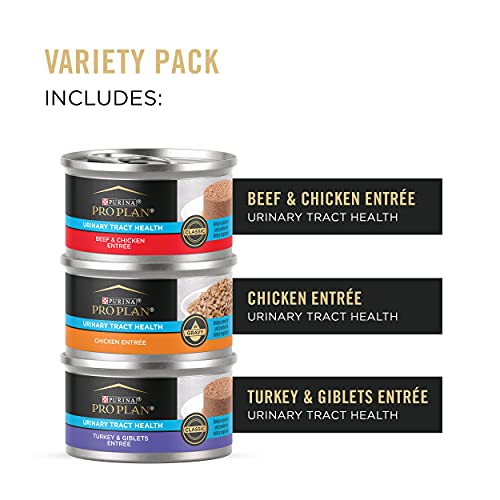 Purina Pro Plan Urinary Tract Health Wet Cat Food Variety Pack, FOCUS Urinary Tract Health Formula - (2 Packs of 12) 3 oz. Cans