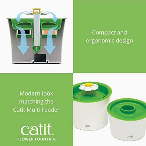Catit Flower Fountain: 3L Drinking Fountain with Triple-Action Filter