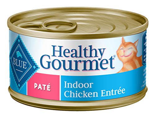 Blue Buffalo Healthy Gourmet Natural Adult Pate Wet Cat Food, Indoor Chicken 3-oz cans (Pack of 24), 800113