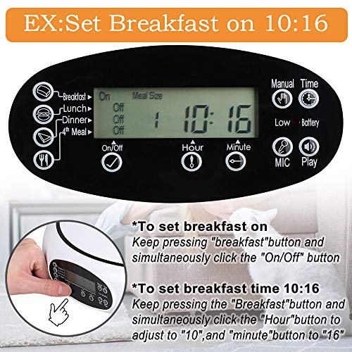 Automatic Pet Feeder Food Dispenser for Dogs, Cats & Small Animals  Features Distribution Alarms, Portion Control & Voice Recording  Timer Programmable Up to 4 Meals a Day