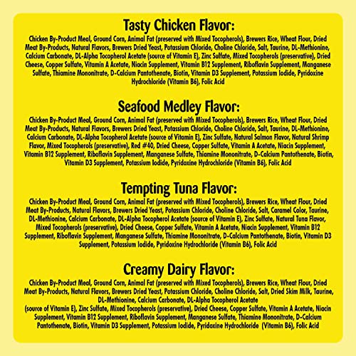 TEMPTATIONS Classic Crunchy and Soft Cat Treats Feline Favorite Variety Pack, (4) 3 oz. Pouches