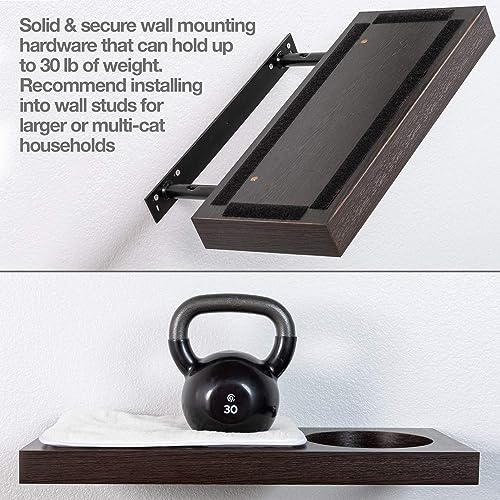 PetFusion Cat Activity Wall Shelves - Single Small Shelf. Sisal Surfaces for cat Scratching & Plush to Lounge, Neutral Design & Color Tones. Easy & Secure Wall Mount