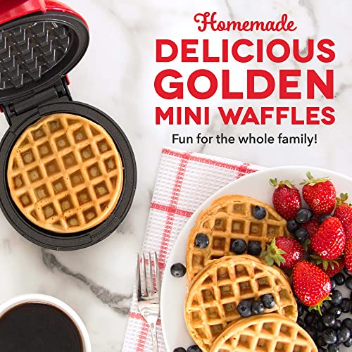 Dash Mini Maker: The Mini Waffle Maker Machine for Individual Waffles, Paninis, Hash browns, & other on the go Breakfast, Lunch, or Snacks - Red
