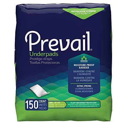 Prevail Underpads, Fluff Absorbent, Large 23" X 36", 15 Count (Pack of 10 (150 Count))