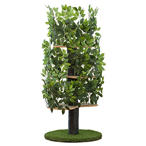 On2Pets CatHaven Cat Condo Furniture, Tree House Tower for Climbing, Playing, Scratching, and Relaxing - 60 in. high, Green, Large