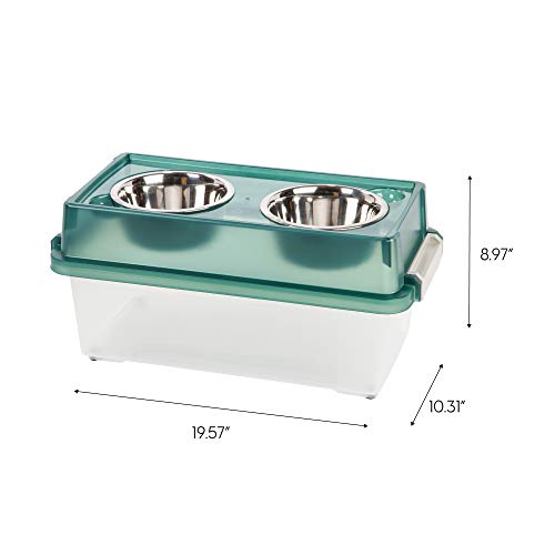 IRIS Medium Elevated Feeder with Airtight Storage, Green