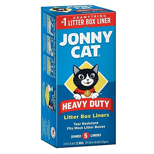 JONNY CAT Heavy Duty Litter Box Liners, Jumbo, 5 Liners-Box