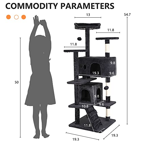 BestPet 54in Indoor Cat Tree Toy, Multi-Level Activity Center