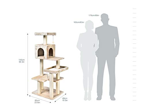 AmazonBasics Extra Large Cat Tree Tower with Condo - 24 x 56 x 19 Inches, Beige