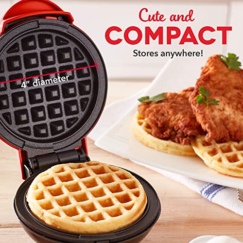 Dash Mini Maker: The Mini Waffle Maker Machine for Individual Waffles, Paninis, Hash browns, & other on the go Breakfast, Lunch, or Snacks - Red