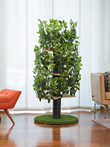 On2Pets CatHaven Cat Condo Furniture, Tree House Tower for Climbing, Playing, Scratching, and Relaxing - 60 in. high, Green, Large