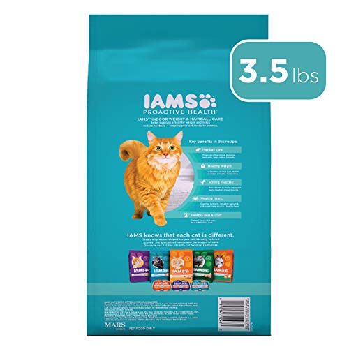 IAMS PROACTIVE HEALTH Adult Indoor Weight Control & Hairball Control Dry Cat Food with Chicken & Turkey, 3.5 lb. Bag